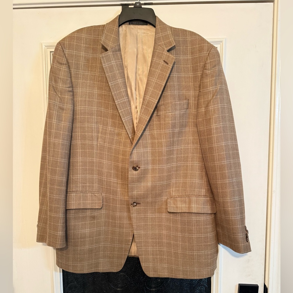 Michaels Brown Brown Plaid 42R Sport Coat/Blazer